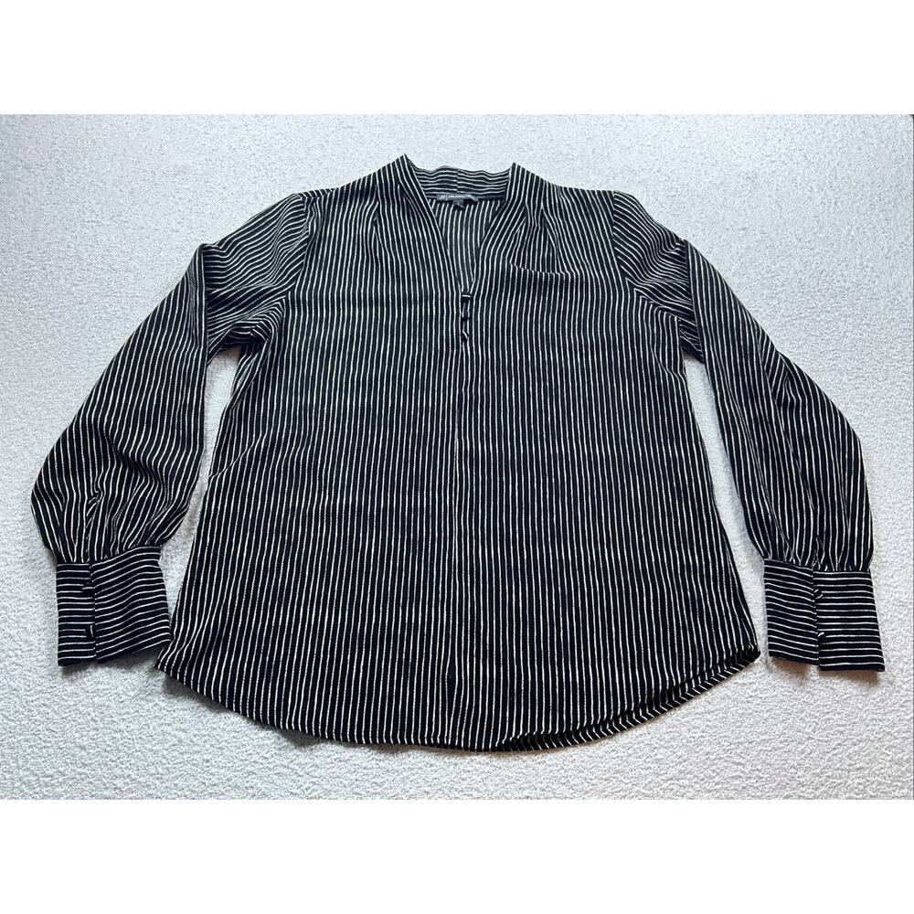 Adrianna Papell Women Black Long Sleeve Blouse M